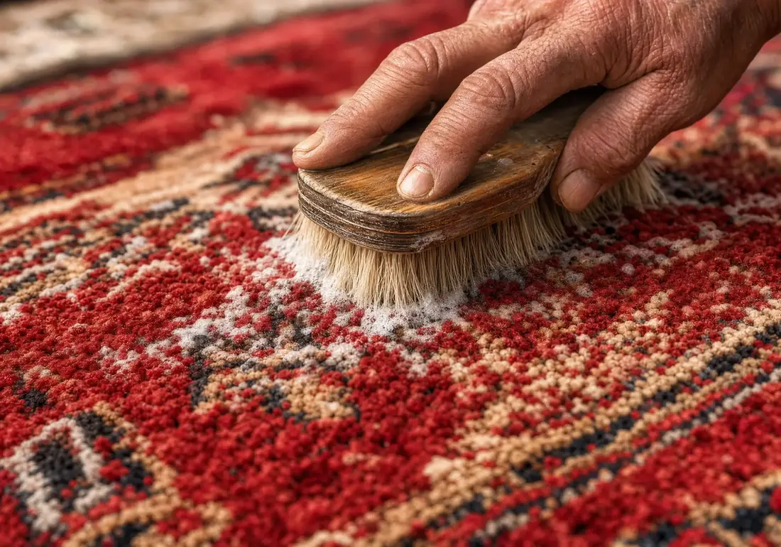 Tiefenhygiene bei der Bio-Handwäsche: Naturborstenbürste arbeitet Schaum in den Wollflor